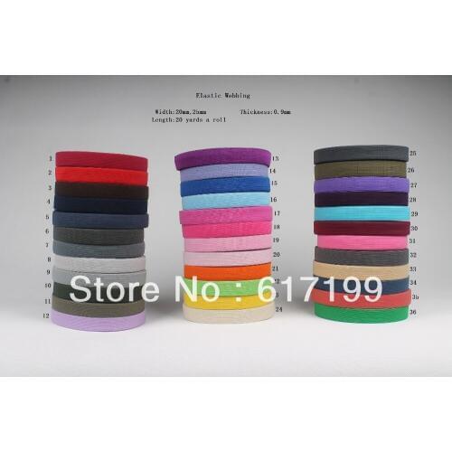 Wholesale 1"(2.5cm)wide 20 yards long a roll elastic ribbon webbing (36 colors)