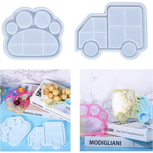 Epoxy mold resin cat paw locomotive silicone mold tray jewelry personalized set-up creative handmade home decoration