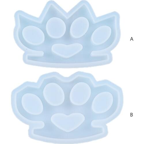 Crystal Epoxy Resin Mold 4 Cavity Knuckle Dusters Casting Silicone Mould DIY Crafts Self-Defense Weapon Making Tool