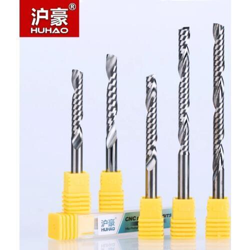 HUHAO 1PC 6mm one Flute Spiral Cutter router bit CNC end mill For MDF carbide milling cutter tugster steel router bits for wood