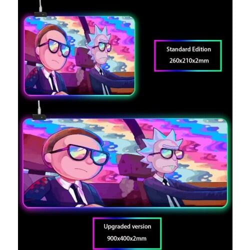 Anime Morty Gaming RGB MousePad Large Locking Edge Speed Game Gamer LED Mouse Pad Soft Laptop Notebook Mat keyboard mouse pad