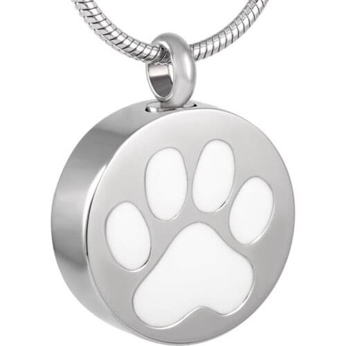 IJD8088 Paw Engraved Pet Memorial Jewelry Keepsake Cremation Urn Necklace for Ash Cremation Jewelry With 20" Chain+Free Fill Kit