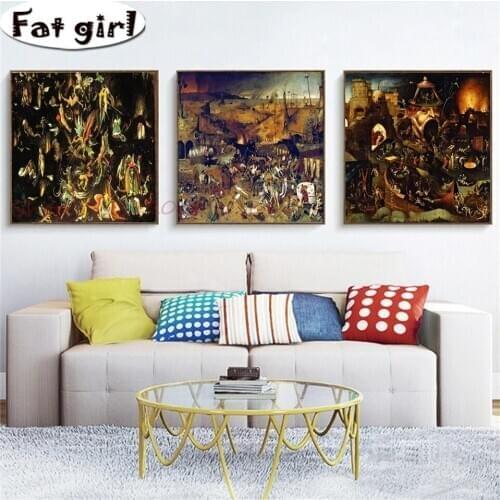 Surreal Artwork Art Triptych 5D Diamond Painting Diy Modern Wall Picture Cross Stitch Embroidery Square Round Drill Mosaic Decor