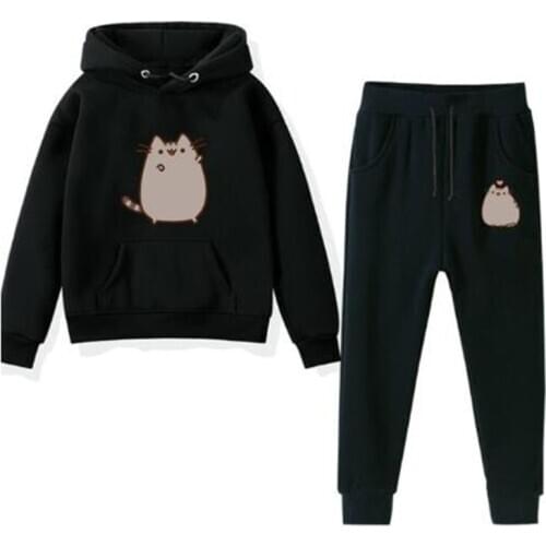 Baby Boys Girls pusheen Sport Clothing Set Boy Sets Hoody Sweatershirt Pants Toddler Kids Clothes Children Causal Thin Tracksuit