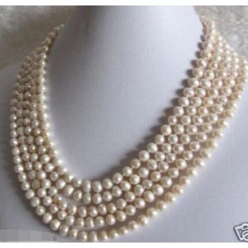 Beautiful 100" 7-8mm White Freshwater cultured Pearl Necklace