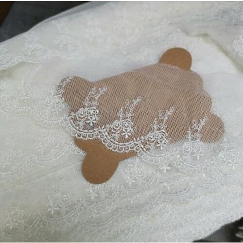 3 Meters Embroidery Lace Fabric 7cm Width Ivory Floral Lace Trim DIY Doll Dress Hand Sewing Accessories