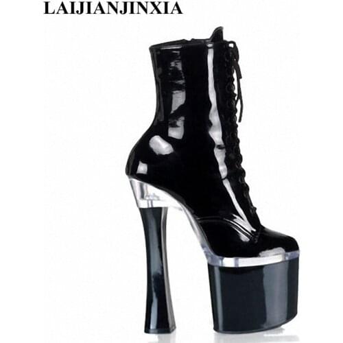 LAIJIANJINXIA New 2018 fashion sexy ladies high heel Boots platform ankle boots, winter boots and womens thick black BOOTS