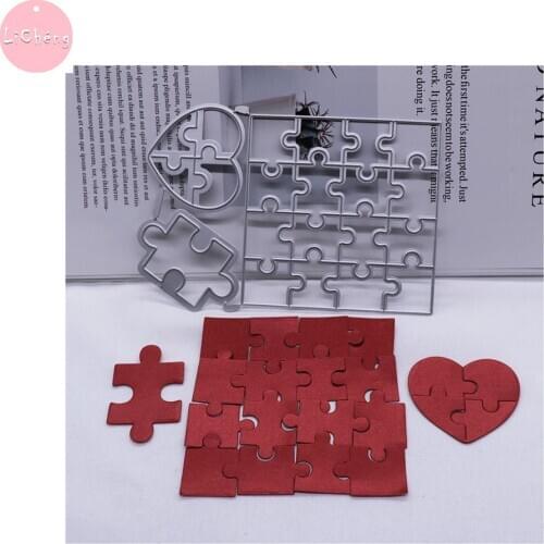 Puzzle Heart Slimline Card Dies Metal Hollow Cutter For Scrapbooking New Clear Stamps Planner Dies Hobby Punching For Paper