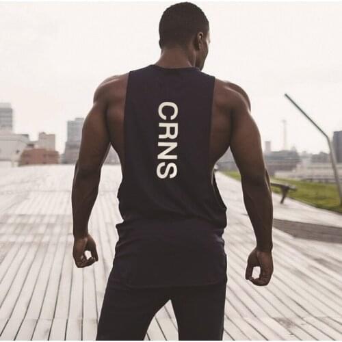 Fashion Muscle Fitness Summer New Mens Sports Casual Running Exercise Pure Cotton Elastic Vest Sleeveless Tank Top
