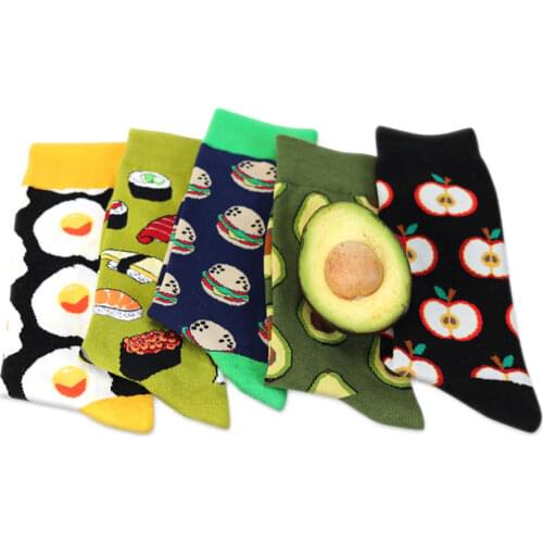 Men/Women Happy Funny Socks With Print Art Cute Winter Socks With Avocado Sushi Food Cotton Fashion Harajuku Socks inscriptions