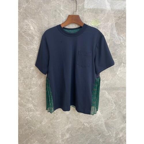 2021SS New Women Prints Patchwork Short Sleeve T-Shirt Ladies Casual Tops Tee 3 Color Tutu