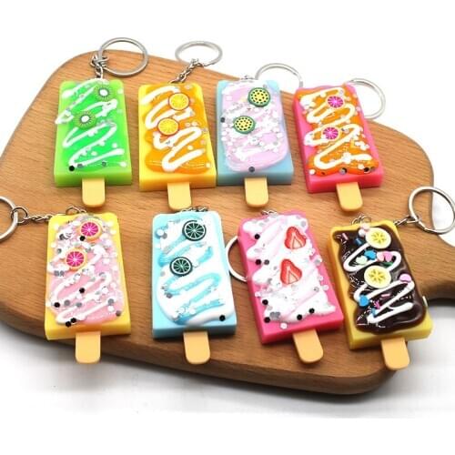 New Fashion Ice Cream Keychain Cute Creative Key Chain Kids Women Key Pendant Trinkets