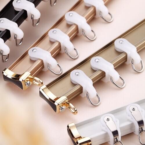 New Arrival Fashionable Champagne Aluminum Alloy Heavy Curtain Curved Rails Nano Silence Pulley Accessories Tracks