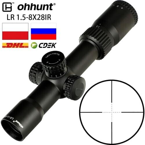 Ohhunt LR 1.5-8X28 IR Hunitng Riflescope Mil Dot Glass Etched Reticle Tactical Optical Sights Turret Reset Lock for Rifle Scope