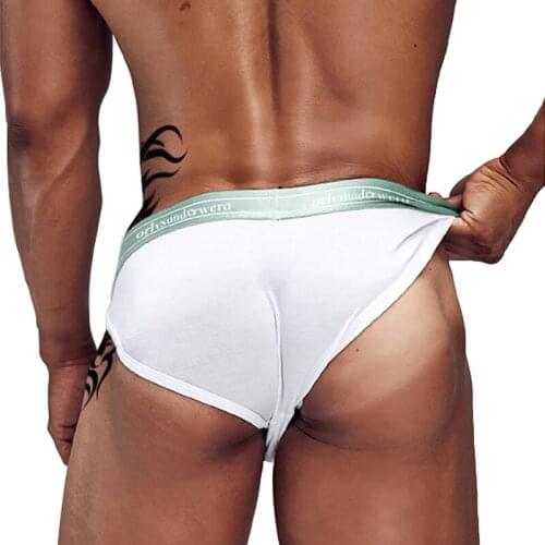 ORLVS Sexy Mens Underpants Cotton Men Briefs U Convex Breathable Gay Man Slip Panties Brief Bikini Lingerie Underwear OR6221