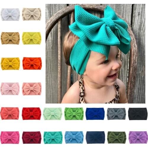 22pcs/lot Big 6" Bullet Fabric Bowknot Hair Bands Baby Fashion Headband Kids Infant Turban Headwraps For Children Accessories