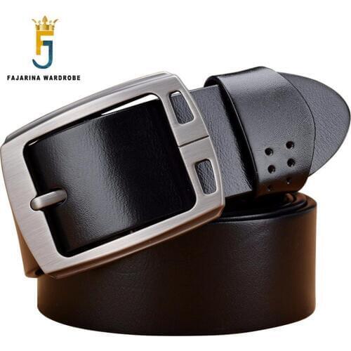 FAJARINA Top Quality First Head Layer Cowskin Leather Retro Belts Men Alloy Buckle Metal Belt Casual Jeans Accessories N17FJ590