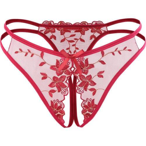 Sexy erotic open crotch women Panties for sex Embroidery lace Erotic Panties with a hole Sexy female lingerie thong g-strings