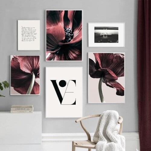 Modern Flower Plant Leaf Poster Motivate Quotes Canvas Painting Nordic style Wall Art Print Picture Living room Home Decoration