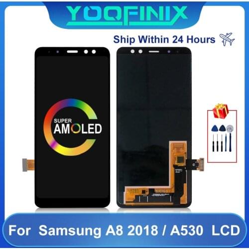 Super AMOLED For Samsung Galaxy A8 2018 LCD Touch Screen Digitizer Display Replacement Parts For A530F A530K A530 LCD Display