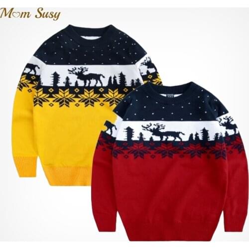Baby Boy Girl Sweater Cotton Autumn Winter Spring Child Sweater Snowman Elk Deer Pullover Christmas Party Baby Clothes 2-8Y