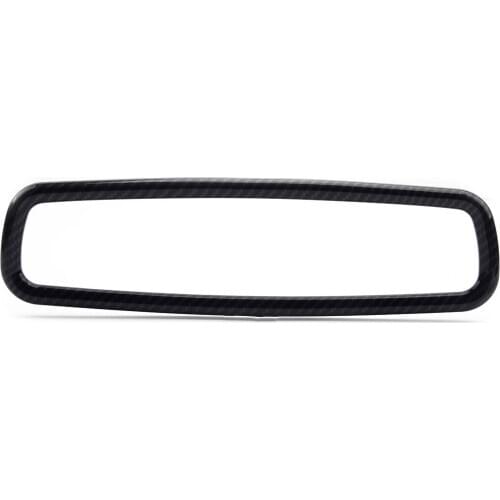 Carbon Fiber Texture Inner Rearview Mirror Trim Ring Cover fit for Ford F150 Mustang 2015 2016 2017