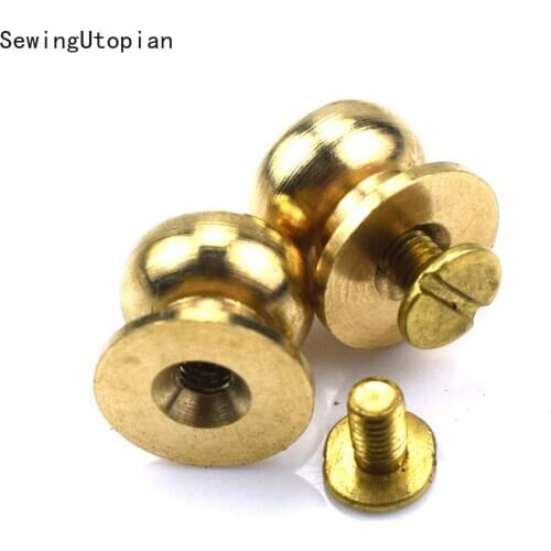 20PCS 6MM Stud Screw Round Head Solid Brass Nail Leather Screw Rivet Chicago Button for DIY Leather Decoration