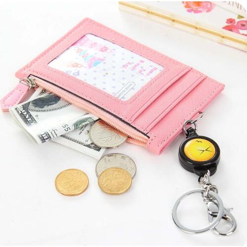 New Card Holder Women Soft Leather Key Chain Bag Small Card Wallets Female Organzier Mini Credit Card Case Zipper Coin Bags