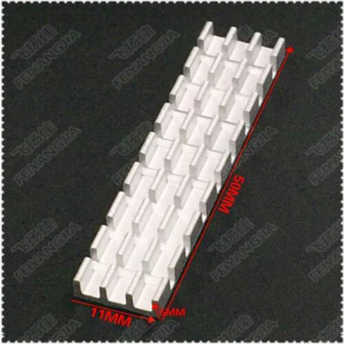 Free shipping ) 10pcs Silver 50x11x5mm Aluminum Heat Sink Radiator Heatsink for CPU,GPU, Electronic Chipset heat dissipation
