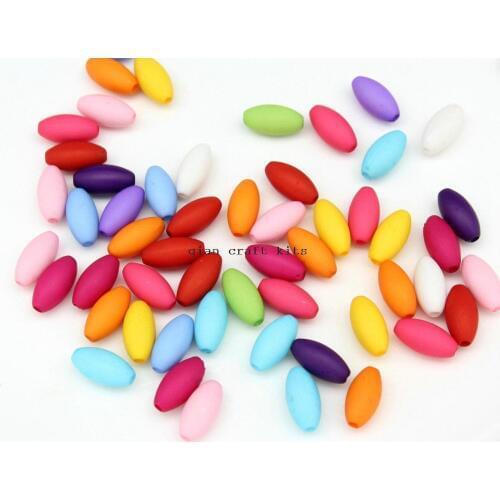 1000pcs rainbow mix color Acrylic Oval Beads Rubber Coated Beads Rubber Effect matte finishment Supply Item 6mm*12mm D25