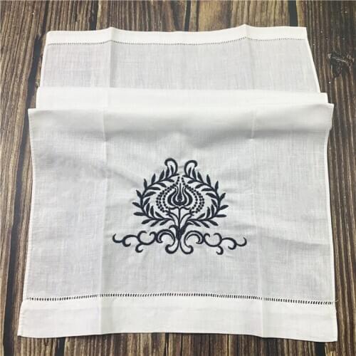 12 PCS Guest Towels Cotton Hemstitch Tea Towel 14x22" Cloth Handkerchiefs Hand Dish Kitchen Bathroom Towels embroidery Floral