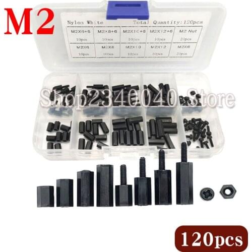 120Pcs/set Black Female Male Hex Nylon Standoff Spacer Column For PCB Motherboard Fixed Plastic Spacing Screws Set M2*6/8/10/12