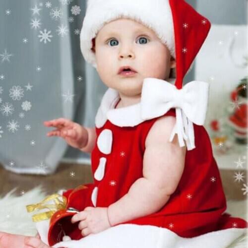 Infant Christmas 2PCS Clothes Set Girls and Boys Cute Red Coral Fleece Sleeveless Vest + Cap 0-3 Years 2020 New Arrival