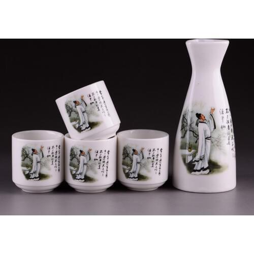 5Pcs Ceramic Sake Set Japanese Wine Set Vintage Wine Bottle Flagon Liquor Spirits Drinkware Cups Bar Set For Home Fathers Gift