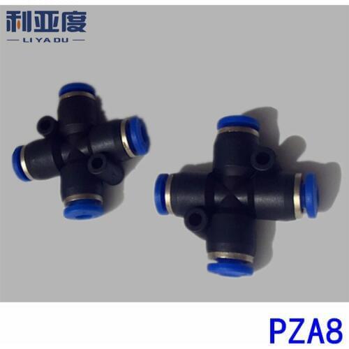 50PCS/LOT PZA8 Black/White Four-way pipe joint cross plastic connectors, pneumatic quick connector