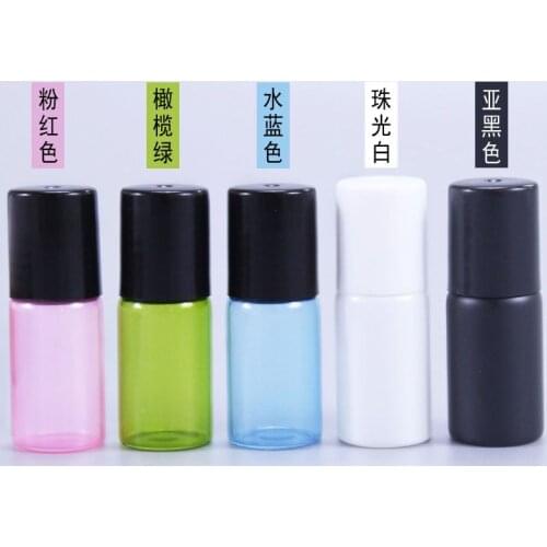 500pcs 5 Colors Lip Gloss Essential Oil Perfume Bottle Roller Ball Thick Glass Roll On Durable For Travel Cosmetic Container