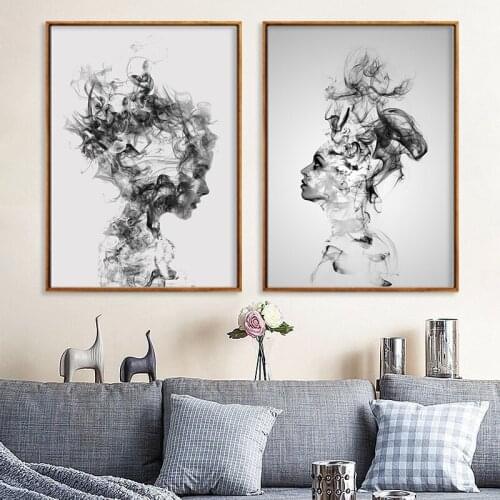 Abstract Smoke Woman Canvas Painting Wall Art Print Poster Picture Decorative Painting Living Room Home Decoration