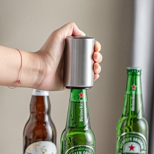 Automatic Beer Bottle Opener Magnet Push Down Stainless Steel Wine Corkscrew Soda Glass Bottle Cap Openers Kitchen Accessories