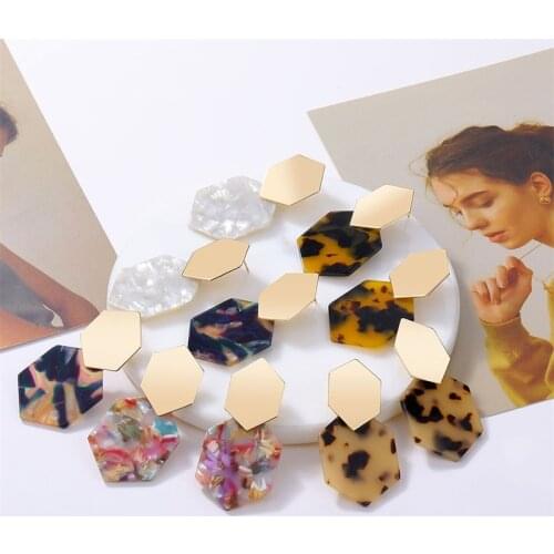 Bohemia Acrylic Resin Drop Earrings Women Leopard Print Geometric Dangle Earrings Boho Fashion Female Jewelry Earrings 2019 New