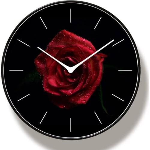 3D Rose Design Large Art Wall Clock Duvar Saati Relogio De Parede Clock Morden Horloge murale For Living Room Decoration