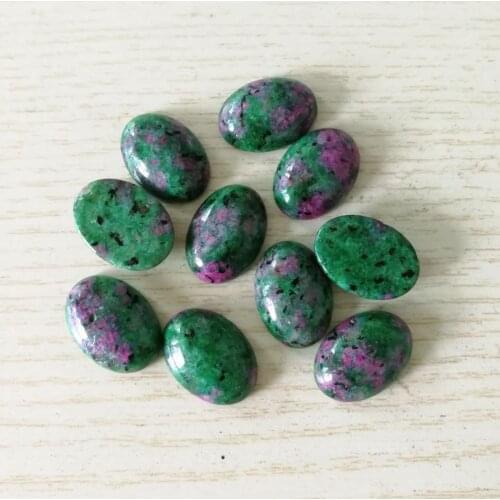 Wholesale natural epidote stone beads charms 13x18mm oval CAB CABOCHON 30pcs for jewelry accessories Free shipping