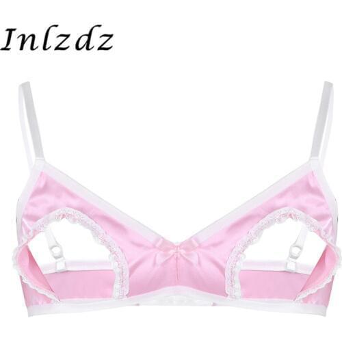 Mens Sissy Bra Lingerie brassiere Hollow Out Bra Wire-free Underwear No Padded Bandage Hot Gay Bra Tops Exotic Costume for Sex