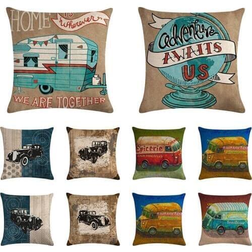 Cartoon Car Decorative Pillows Cotton Style Cushion Cover Pillowcase Cushions for Sofa Home Decoration 45*45 i877