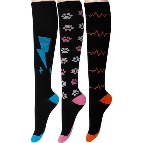David angie Men Women Footprint, Chevron Electrocardiogram, Lightning Socks Legging Support Compression Socks Crew 1Pair,1Yc2280