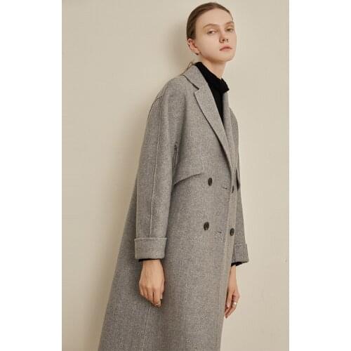 Double-sided woolen coat womens middle and long knee length 2021 autumn and winter new high-end woolen coat women