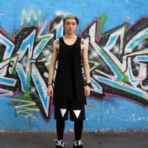 European and American high street street vest vest summer mens tide brand popular medium long cotton vest sleeveless large size