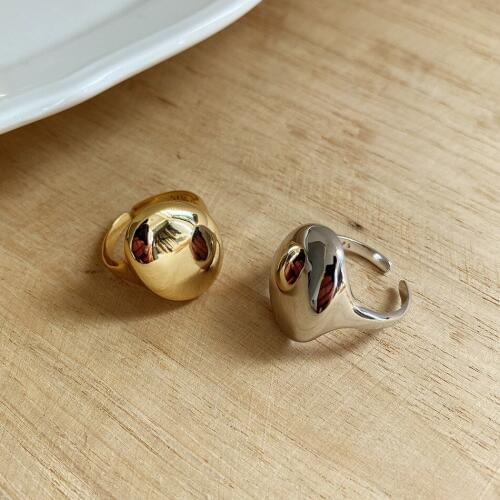 Gothic 100% Authentic 925 sterling silver White /Gold Ring Smooth Glossy Irregular Geometric Ring Jewelry France style TLJ1195