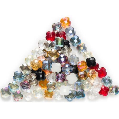 10pcs Four Leaf Clover Crystal Glass loose spacer Beads DIY Handmade Headwear Bracelet Jewelry Making Decor Wholesale 12mm
