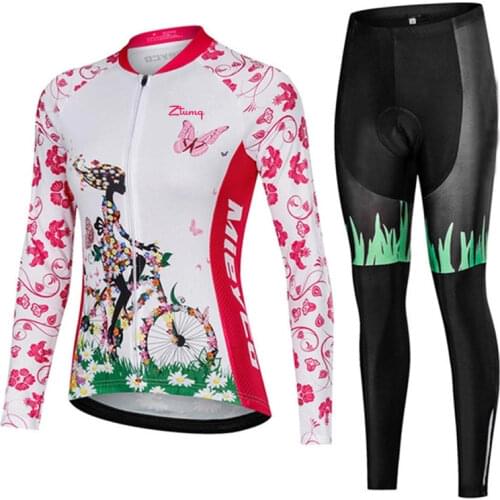 Retro Style Cycling Jersey Suit Classical Long Sleeve Bicycle Jersey Sets Mountain Bike kit Womens Bikers Set For Female