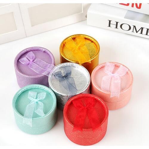 New Elegant Round Earring Rings Box Bowknot Jewelry Organizer Box Holder Wedding Engagement Gift Package Box Display